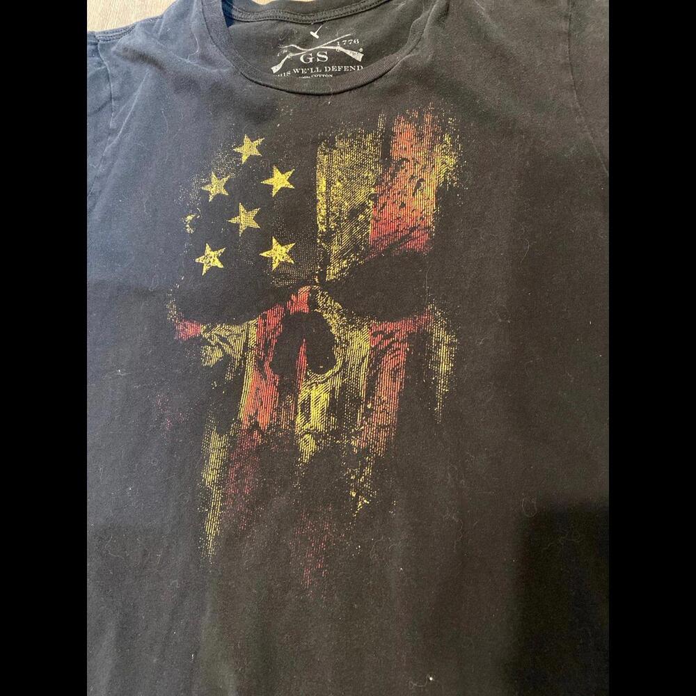grunt style large t-shirt  skull skeleton hsa america flag